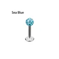 Sea blue crystal pave ball labret stud with G23 titanium bar for 16g ear piercings. - 1.2*6*3mm / Aqua