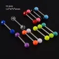 Lot de 12 piercings en acrylique coloré avec boules facettées pour la langue et le nombril - Style NO 13