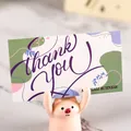 Thank you card for small business with purple script and pastel abstract patterns - Green Plant Rhyme (80300)