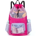 Zaino sportivo impermeabile capiente con tasche in rete e chiusura a coulisse - Rosa