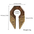 Écarteur d'oreille magnétique en U, bois et métal sculpté incluant les dimensions - Style de Motif à Volutes en Bois Épissé (2)