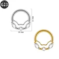G23 titanium septum clicker ring met marquise geslepen zirkoon stenen in zilver en goud - Drie Zircon Marquise Stijl (#-3) / 1.2*8mm / Zilver