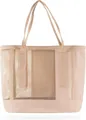 Beige mesh tote bag with large capacity and reinforced shoulder straps for daily use - Rock Sand