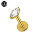 G23 solid titanium labret stud with marquise clear zircon in elegant gold finish - Marquise Cut Style / 1.2*8mm / Gold