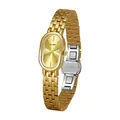 Elegante Bee Sister Damen-Armbanduhr aus goldfarbenem Edelstahl mit ovalem Zifferblatt - Altgold