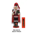 Schiaccianoci Babbo Natale in legno da 36 cm in cappotto rosso con confezione regalo - Babbo Natale Con Scettro (Z3514) / 35cm