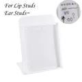 White acrylic jewelry display stand with protective cover for ear and lip studs - Grid-Slot Style (NO-3)