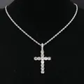 Silver rope chain hip hop necklace featuring a sparkling iced out cross pendant. - Cross (Silver) With Rope Chain / 50cm