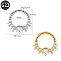 G23 titanium hinged segment ring with marquise zirconia inlay in gold and silver - Marquise Spike Sunburst Style (#-4) / 1.2*8mm / Steel