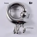 6mm stainless steel captive bead ring with dangle hoops and measurement details - Captive Bead Ring (6#) / 6mm / Steel