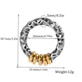 Boucle d'oreille en acier martelé avec anneaux dorés et mesures, poids de 12g - Style d'Anneau Décoratif Martelé Argent (3)