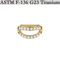 Premium G23 Titan Septum Clicker Ring in Gold mit doppelreihigem klarem Zirkonia-Besatz - 1.2*6mm / Gold D-Form (NO1)