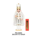 Schiaccianoci in legno bianco e oro con mantello di peluche e spada, 38,5 cm - Soldato con Spada e Mantello Bianco (Z3894) / 38cm