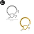 G23 titanium septum clicker met hart en pijl zirkoon ontwerp in goud en zilver - Cupido's Pijl Stijl (#-4) / 1.2*8mm / Zilver