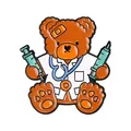 Cute cartoon teddy bear doctor enamel pin brooch for bags and jackets decoration - Doctor Teddy Bear (QHXZ5766) / Brown With White Doctor Uniform