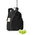 Black water-resistant tennis backpack with dedicated racket compartment and ball storage. - 20 / Black