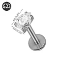 G23 titanium pear-shaped zircon piercing stud measuring 4mm x 3mm for labret jewelry - Claw-Set Water Drop Style / 1.2*8mm / Silver