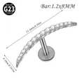 G23 titanium crescent zircon lip stud piercing with 1.2x8mm bar dimension - Crescent 14-Stone Style / 1.2*8mm / Steel