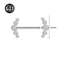 G23 solid titanium nipple ring jewelry with fan-shaped clear zirconia gem settings - Five Rhinestones (SM20210161) / 1 Piece / Steel