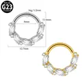 Premium G23 Titan Septum Ring in Gold und Silber Ausführung mit Marquise Zirkonia - Geometric Marquise Round Style (#-5)