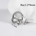 Stainless steel heart shaped zircon segment ring for piercing in polished silver finish - Heart Infinity Style (NO-3) / 1.2*8mm / Silver