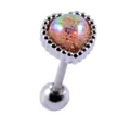Iridescent heart piercing stud with 20G stainless steel barbell screw back closure - 20G Thin Needle (0.8*6*3mm) / Aurora Polarized Heart (3#)