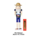 Figura de cascanueces de madera playa de Hawái 36cm con velero y sombrero de paja azul - Estilo Camisa Hawaiana Azul Velero (TN3632) / 36cm