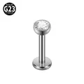 G23 titanium labret stud with a clear round zircon, internally threaded body piercing. - 3mm / 1.2x8mm / Steel