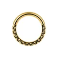 Golden stainless steel segment ring with scale texture for nose or cartilage piercing. - 几何纹理款(FD1102H) / 1.2*8mm / Gold