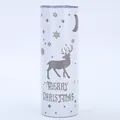 Witte 20oz slanke beker met grijze kerst rendier en sneeuwvlok print grafische vormgeving - Kerstrendier Sneeuwvlok (Stijl 1)
