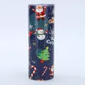 Festive 20oz Christmas skinny tumbler with 3D cartoon Santa and snowman print design - Dark Blue Full Christmas Element (Style 5)