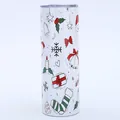 20oz Christmas pattern stainless steel tumbler with straw lid for outdoor portable use - White Cartoon Christmas Illustration (Style 7)