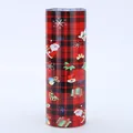 20oz festive Christmas skinny tumbler featuring red plaid and Santa Claus pattern print - Red & Black Plaid Santa Claus (Style 8)