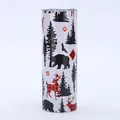 SKU variant of 20oz skinny stainless steel tumbler with red plaid deer and bear prints - Outdoor Forest Reindeer (Style 11)