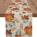 Chemin de table de Thanksgiving avec imprimé citrouilles et feuilles d'érable décor - 33*183cm / Style Imprimé Citrouille d'Automne (ZQ36-1)