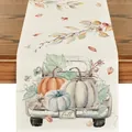 Runner da tavola autunnale con zucca e foglie d'acero per decorazioni natalizie e del ringraziamento - Stile Camion di Zucche Vintage (38) / 33x120cm