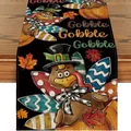 Runner da tavola con tacchino e zucca per decorazione autunnale del Ringraziamento - Stile Tacchino Animato Nero (43) / 33x120cm