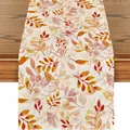 Runner da tavola autunnale del Ringraziamento con stampa di foglie d'acero vivaci - Stile Foglia di Acero ad Acquerello Rosso e Giallo (48) / 33x120cm