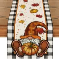 Runner da tavola autunnale del Ringraziamento con gnomo festivo, zucca e foglie d'acero - Stile Gnomo con Zucca e Foglia d'Acero (27) / 33x120cm