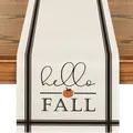 Runner da tavola autunnale rustico con stampa zucca e hello fall su tavolo in legno scuro - Stile hello FALL Zucca (18) / 33x120cm