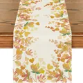 Runner da tavola autunnale del Ringraziamento con foglie d'acero e cuori stampati - Stile Stampa Cuore Foglia d'Acero Autunnale (65) / 33x120cm