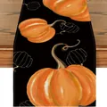 Runner da tavola Halloween con stampa zucca su fondo nero per decorazione autunnale - Stile Zucca Arancione Sfondo Nero (28) / 33x120cm