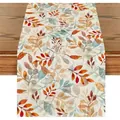 Runner da tavola autunnale con stampa di foglie di acero colorate su lino. - Stile Foglia d'Acero nei Toni dell'Autunno (35) / 33x120cm