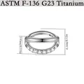 ASTM F-136 G23 Titan Septum Clicker Ring mit funkelnder weißer Zirkon-Einlage - 1.2*6mm / Stahlfarbe (NO2)