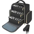 Détail du sac de rangement pour vernis à ongles noir à trois niveaux avec compartiments - Noir