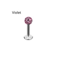 Premium G23 titanium labret lip stud featuring a sparkling violet crystal ball 16G - Violet