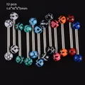 Lot de 12 barres de piercing en acrylique de couleurs variées avec motifs d'étoiles pour corps - Style NO 15