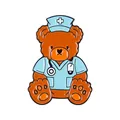 Cute cartoon teddy bear doctor enamel pin for jacket and backpack personalized decoration - Nurse Teddy Bear (QHXZ5767) / Brown With Blue Nurse Uniform