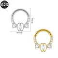 Professionele G23 titanium septum clicker met hart en marquise CZ in zilver en goud - Hart Marquise Kroon Stijl (#-5)