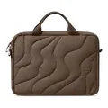 Close-up of brown quilted laptop bag with wave pattern stitching detail - 15-16 Inch / Camel